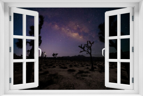 Fototapeta Naklejka Na Ścianę Okno 3D - starry sky and milky way galaxy at night  in Joshua Tree National Park  Mojave, California, USA