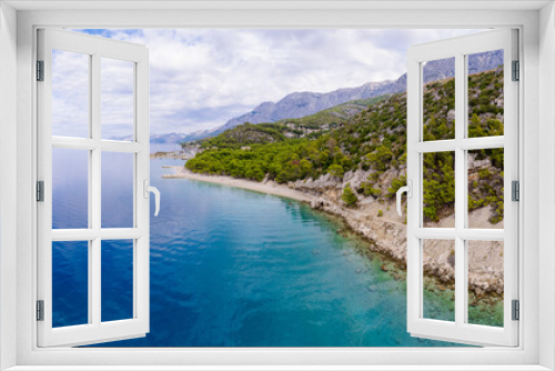 Fototapeta Naklejka Na Ścianę Okno 3D - Turquoise Adriatic sea and rocky coast in Krvavica, Croatia