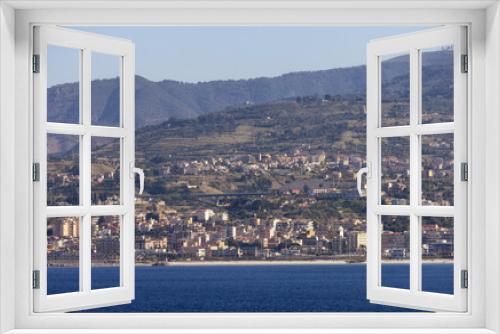 Fototapeta Naklejka Na Ścianę Okno 3D - City by the Sea. Messina, Villa San Giovanni, Italy. Sunny Morning.