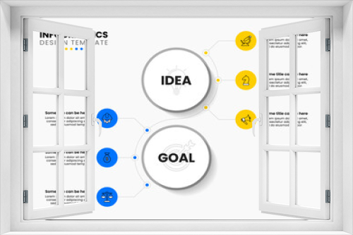 Infographic template. 6 steps with an idea and a goal. Vector