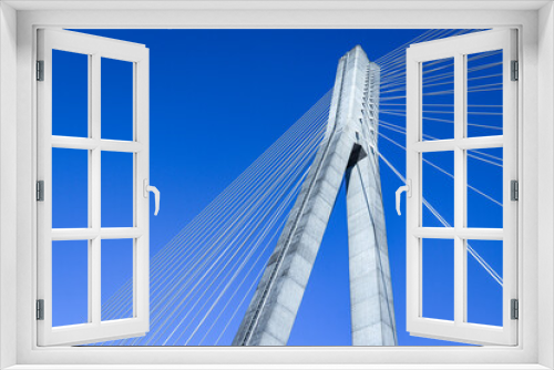 Fototapeta Naklejka Na Ścianę Okno 3D - cable bridge
