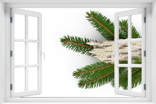 Fototapeta Naklejka Na Ścianę Okno 3D - Christmas banner with fir branch and place for Christmas greetings.