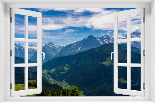 Fototapeta Naklejka Na Ścianę Okno 3D - Panoramic view of the Alps in Switzerland, Grindelwald.