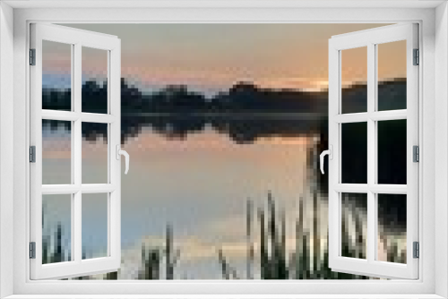 Fototapeta Naklejka Na Ścianę Okno 3D - sunset over lake