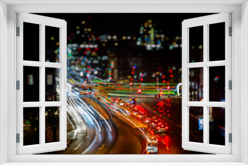 Fototapeta Naklejka Na Ścianę Okno 3D - night traffic in the city
