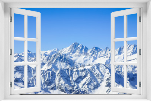 Fototapeta Naklejka Na Ścianę Okno 3D - Panorama of Snow Mountain Range  Blue Sky from Titlis Peak, Swit