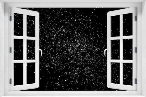 Fototapeta Naklejka Na Ścianę Okno 3D - Falling realistic natural snowflakes in snow storm. Design. White tny snow particles flying on a black background, winter weather.