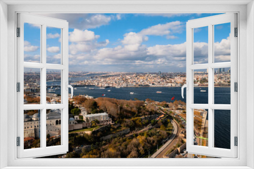 View from Sarayburnu coast, the historical peninsula and the domes of Topkapi Palace in Istanbul
