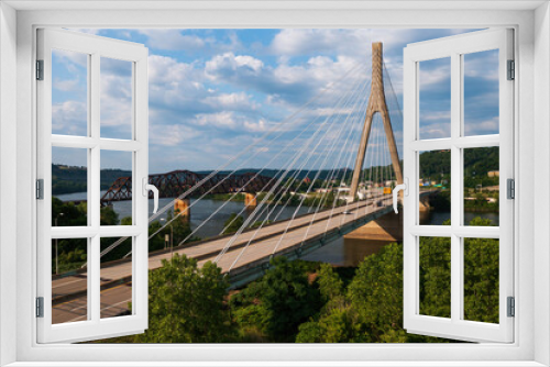 Fototapeta Naklejka Na Ścianę Okno 3D - Veterans Memorial Bridge on US Route 22 - Cable-Stayed Suspension - Ohio River - Steubenville, Ohio & Weirton, West Virginia