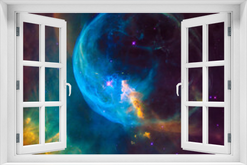 Fototapeta Naklejka Na Ścianę Okno 3D - Massive star creates a bubble blown into outer space also known as the Bubble Nebula. Digitally enhanced. Elements of this image furnished by NASA.