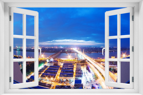 Fototapeta Naklejka Na Ścianę Okno 3D - Aerial view of city night