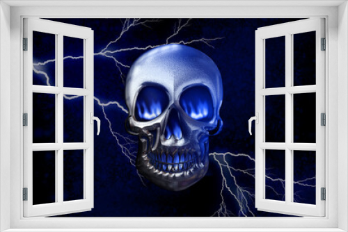 Fototapeta Naklejka Na Ścianę Okno 3D - danger, symbol, head, dead, evil, illustration, horror, skull, scary, halloween, hell, death, digital, warning, sign, bone, man, graphic, devil, creepy, face, monster, nightmare, abstract, gothic, fan