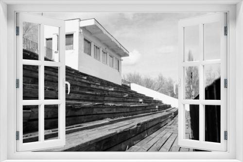 Fototapeta Naklejka Na Ścianę Okno 3D - wooden stands of the old football stadium