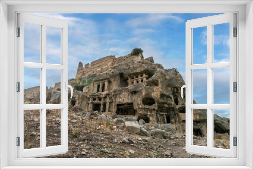 Fototapeta Naklejka Na Ścianę Okno 3D - Tlos ruins and tombs, an ancient Lycian city near the town of Seydikemer, Mugla, Turkey. 