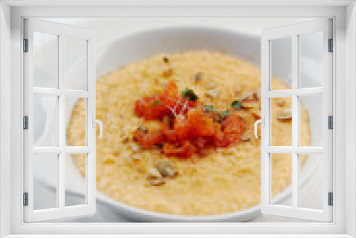 Fototapeta Naklejka Na Ścianę Okno 3D - porridge with pumpkin and salmon