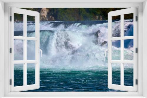 Fototapeta Naklejka Na Ścianę Okno 3D - Wasserfall in der Schweiz - Rheinfall