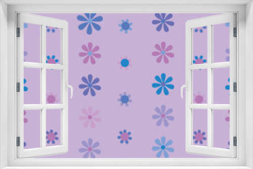 Fototapeta Naklejka Na Ścianę Okno 3D - Seamless diaper pattern composed of floral. Blue and purple small flowers are used as elements, suitable for background and wrapping paper design.