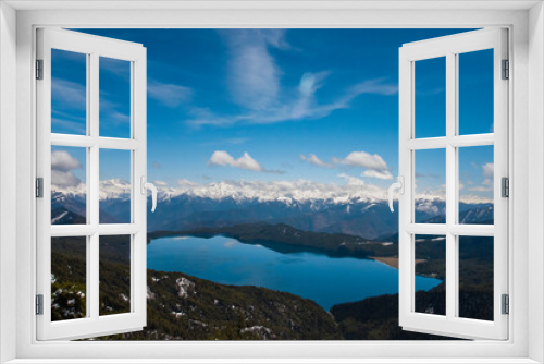 Fototapeta Naklejka Na Ścianę Okno 3D - Beautiful Lake with Snowy Mountains Himalaya Rara Lake National Park Mugu Karnali Nepal Green Blue