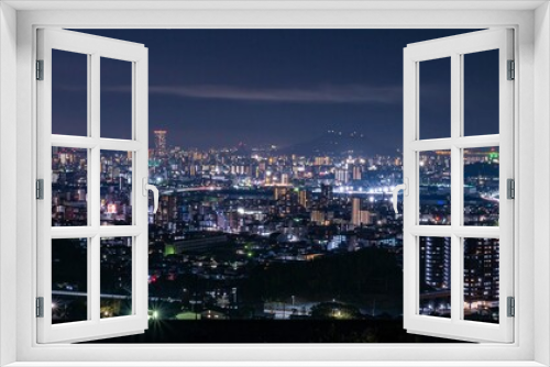Fototapeta Naklejka Na Ścianę Okno 3D - 広島市の夜景　街並み