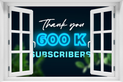600 K  subscribers celebration greeting banner with Glow Design
