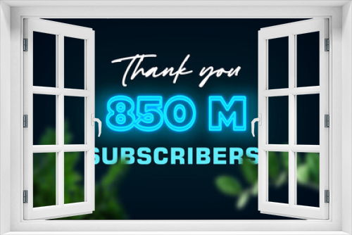 850 Million  subscribers celebration greeting banner with Glow Design