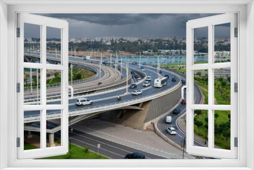 Fototapeta Naklejka Na Ścianę Okno 3D - Traffic on Hassan II bridge in Rabat, Morocco