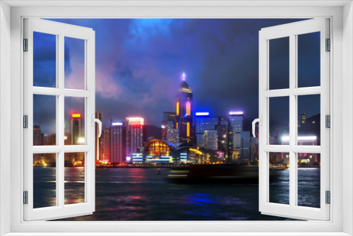 Fototapeta Naklejka Na Ścianę Okno 3D - Hong Kong night view of Victoria Harbor