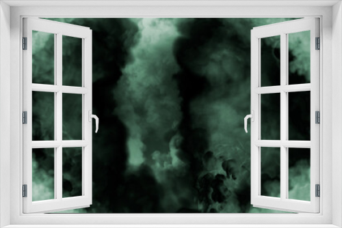 Fototapeta Naklejka Na Ścianę Okno 3D - Dark green Halloween frame of thick terrific smoke - abstract 3D illustration