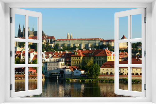 Fototapeta Naklejka Na Ścianę Okno 3D - View of Prague city over Vlatava river