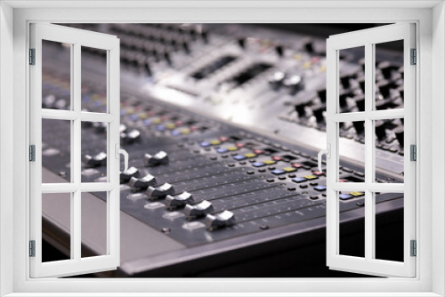 professional digital audio mixing console close up