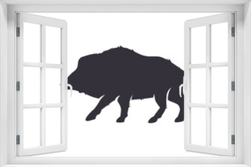 Fototapeta Naklejka Na Ścianę Okno 3D - Silhouette wild boar, also wild pig icon design. Natural environment, habitat, close up, Sus scrofa. Wild boar background pig  vector design and illustration.
