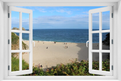 Fototapeta Naklejka Na Ścianę Okno 3D - Porthcurno beach at Atlantic ocean in Cornwall, England Great Britain