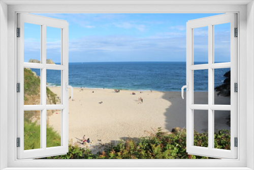 Fototapeta Naklejka Na Ścianę Okno 3D - Holidays at Porthcurno beach at Atlantic ocean in Cornwall, England Great Britain