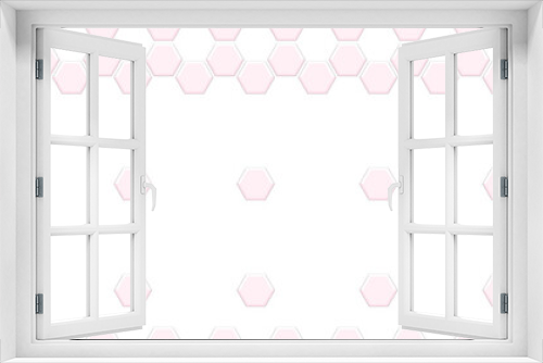 Fototapeta Naklejka Na Ścianę Okno 3D - Light Pink Hexagon Frame On White Backgrounds. Abstract Pattern Tiles. Abstract Tortoiseshell. Abstract Honeycomb. Sweet Pastel Soft Color