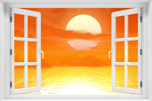 Fototapeta Naklejka Na Ścianę Okno 3D - 幻想的な太陽と海