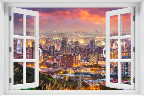 Fototapeta Naklejka Na Ścianę Okno 3D - Taoyuan, Taiwan City Skyline at Twilight