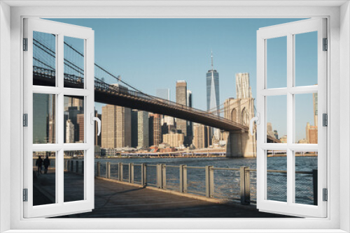 Fototapeta Naklejka Na Ścianę Okno 3D - Skyline Brooklyn bridge