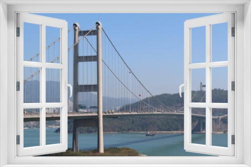 Fototapeta Naklejka Na Ścianę Okno 3D - tsing ma bridge hong kong