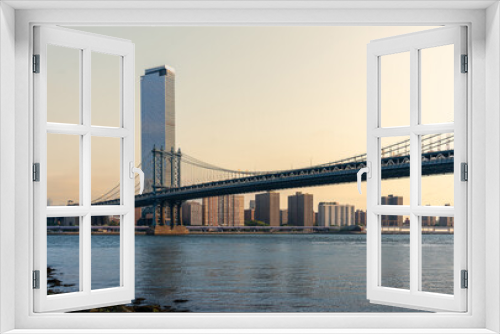 Fototapeta Naklejka Na Ścianę Okno 3D - Manhattan bridge early morning New York view from Brooklyn