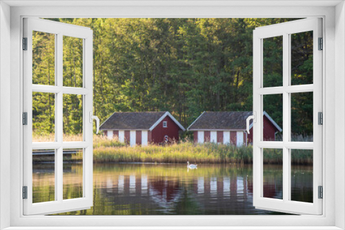 Fototapeta Naklejka Na Ścianę Okno 3D - Cottages at lake
