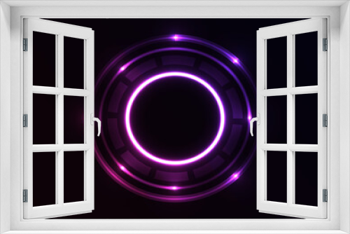 Fototapeta Naklejka Na Ścianę Okno 3D - Neon circle purple light line background