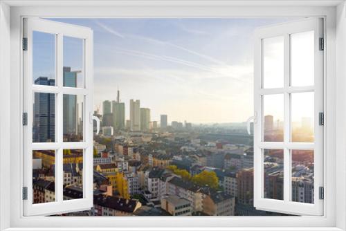 Fototapeta Naklejka Na Ścianę Okno 3D - Blick über Frankfurt am Main mit Skyline und Hauptbahnhof