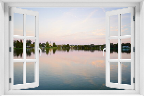 Fototapeta Naklejka Na Ścianę Okno 3D - Lakeland, FL USA - 11 25 2022: Sunset Landscape of city center of lakeland Florida