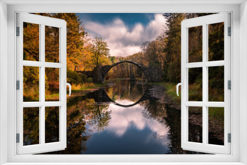 Fototapeta Naklejka Na Ścianę Okno 3D - autumn bridge