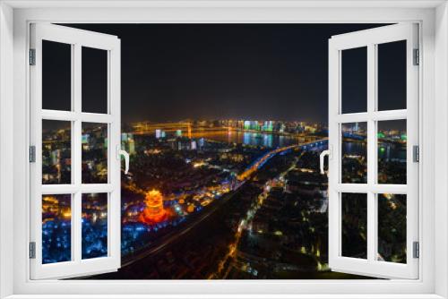 Fototapeta Naklejka Na Ścianę Okno 3D - Summer evening and night scenery of Yellow Crane Tower Park in Wuhan