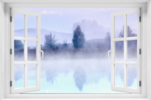 Fototapeta Naklejka Na Ścianę Okno 3D - Wiosenny poranek  nad jeziorem