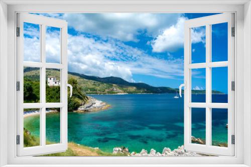 Fototapeta Naklejka Na Ścianę Okno 3D - blue bay in Kassiopi on Corfu island in Greece