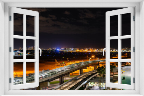 Fototapeta Naklejka Na Ścianę Okno 3D - night airport tram 