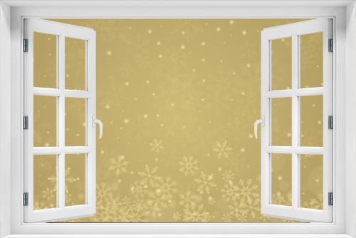 Fototapeta Naklejka Na Ścianę Okno 3D - White Snowfall Vector Panoramic Gold Background.