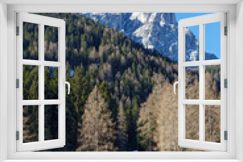 Fototapeta Naklejka Na Ścianę Okno 3D - View to snow covered mountain peaks of the Sesto Dolomites in Winter. Alps, South Tyrol, Alto Adige, Italy, Europe